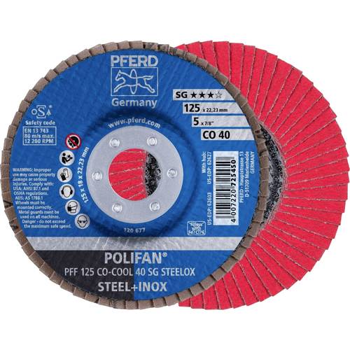 Thumbnail - PFERD TOOLS 67660425 PFF 125 CO-COOL 40 SG STEELOX Fächerschleifscheibe Durchmesser 125 mm Bohrungs-Ø 22.23 mm Körnung (...
