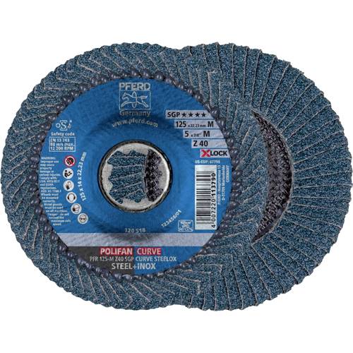 Thumbnail - PFERD TOOLS 67689053 PFR 125-M Z 40 SGP CURVE STEELOX/X-LOCK Fächerschleifscheibe Durchmesser 125 mm Bohrungs-Ø 22.23 mm...