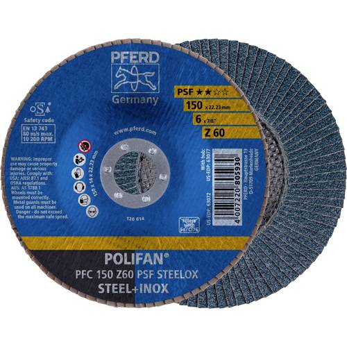 PFERD TOOLS 67766150 PFC 150 Z 60 PSF STEELOX Fächerschleifscheibe Durchmesser 150 mm Bohrungs-Ø 22.23 mm Edelstahl, Sta...