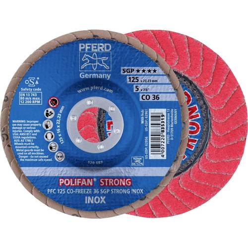 Thumbnail - PFERD TOOLS 67789025 PFC 125 CO-FREEZE 36 SGP STRONG INOX Fächerschleifscheibe Durchmesser 125 mm Bohrungs-Ø 22.23 mm Ko...