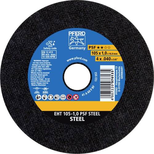 PFERD TOOLS EHT 105-1,0 PSF STEEL/16,0 69121029 Trennscheibe gerade 105 mm 25 St. Stahl