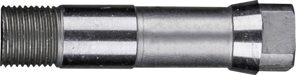 Metallschraube mit Gewinde und sechseckigem Kopf, seitlich gesehen.