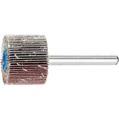 Ein Lamellenschleifaufsatz mit Schleifscheiben aus mehreren Schichten auf einem Metallstift, zum Glätten von Oberflächen.