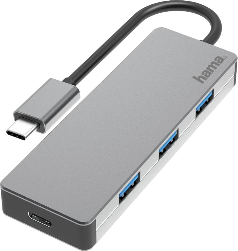 HAMA USB-C-Hub 4 Ports, USB 3.2 Gen2, 10 Gbit/s, Alu
