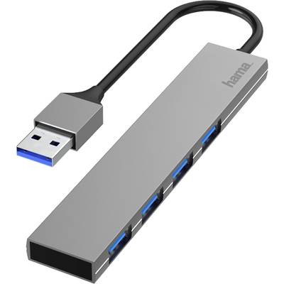 Hama 00200114 4 Port USB 3.0-Hub  Silber, Weiß