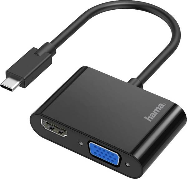 hama 00200313 Video-Adapter, 2in1, USB-C-Stecker - VGA & HDMI™-Buchse, Ultra-HD 4K