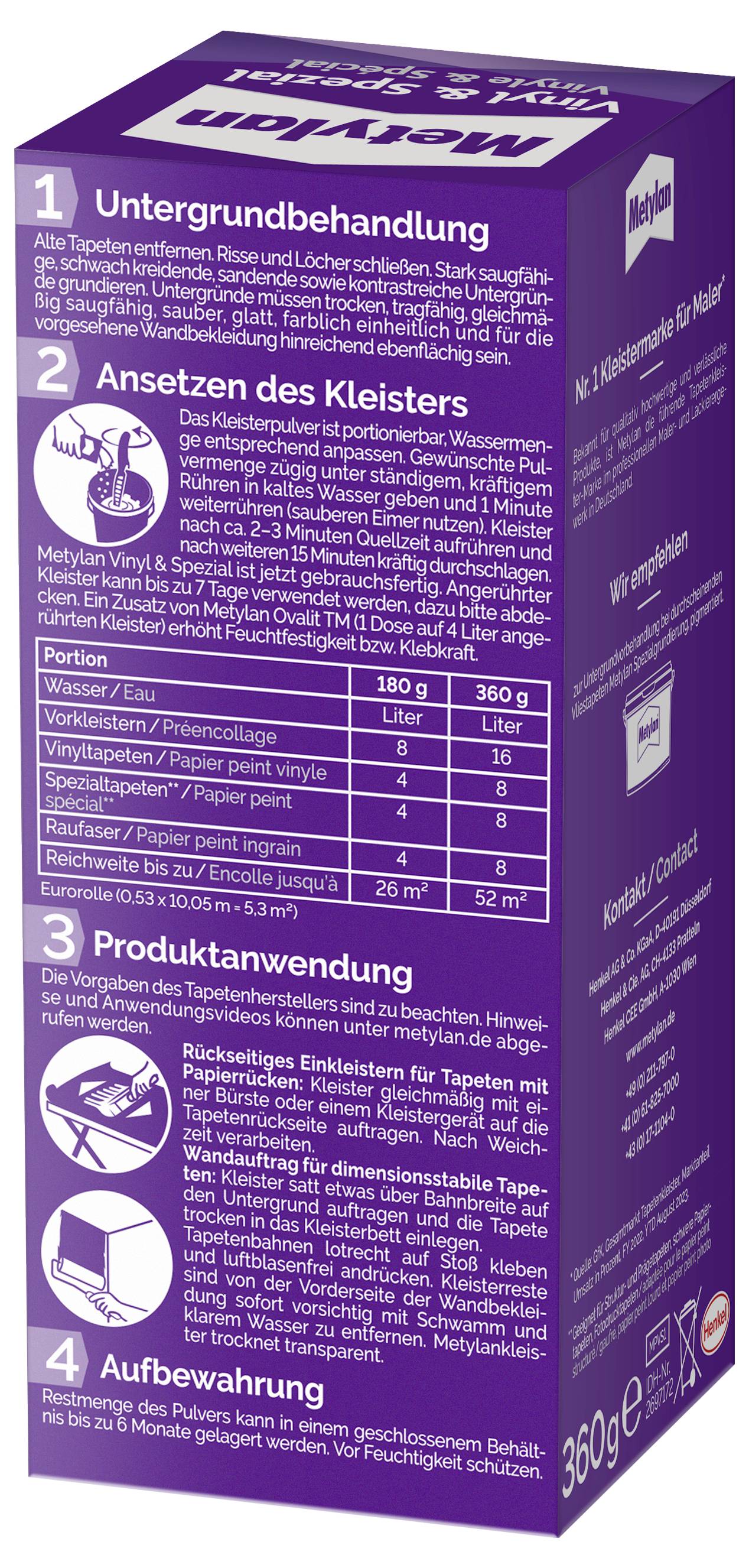 Metylan Vinyl & Spezial Tapetenkleister MPVS1 360 g-1