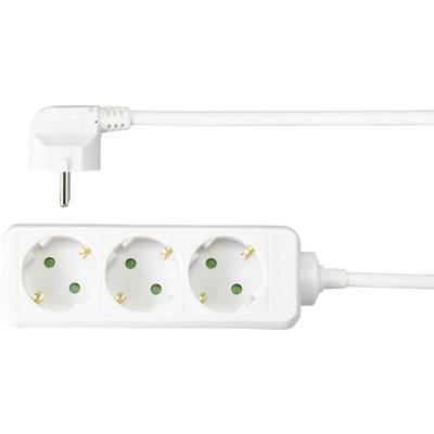 Dreifachsteckdose mit weißem Kabel, geeignet für EU-Stecker.
