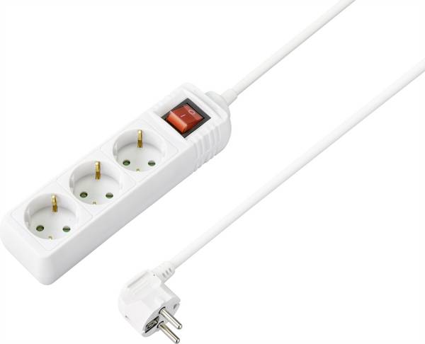 Sygonix SY-4890990 Steckdosenleiste mit Schalter 3fach Weiß Schutzkontakt 1 St.
