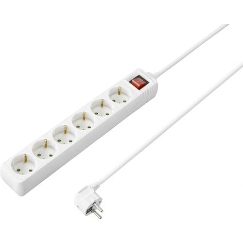 Sygonix SY-4891008 Steckdosenleiste mit Schalter 6fach Weiß Schutzkontakt 1 St.