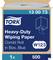 Tork-Packung: "Heavy-Duty Wiping Paper, Combi Roll, Blue", 1x500 Blätter. Rechteckige Schachtel, obere Öffnung für Tuchentnahme.