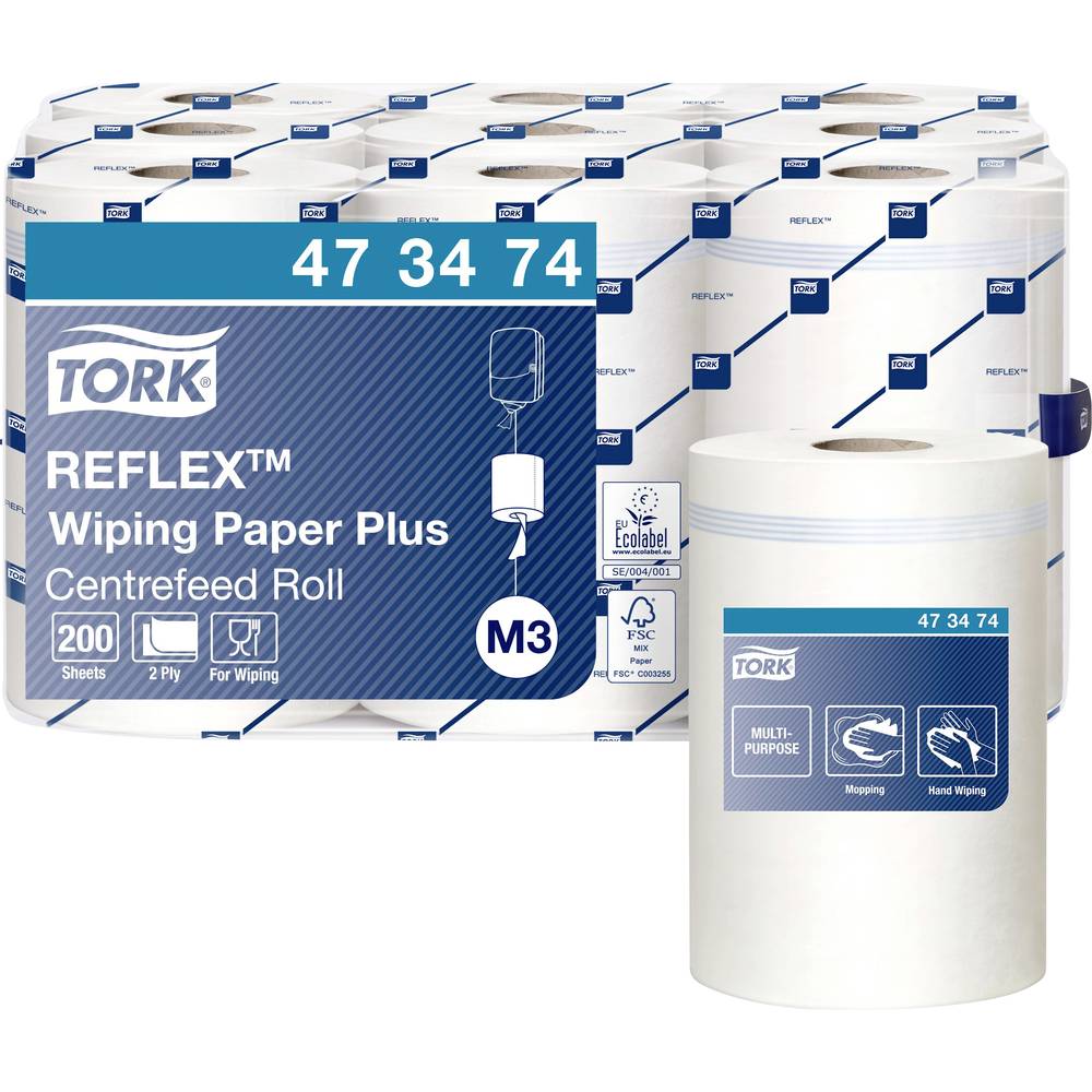Tork Reflex® Wiping Plus Mini Centerfeed Poetspapier- set van 9 x 1