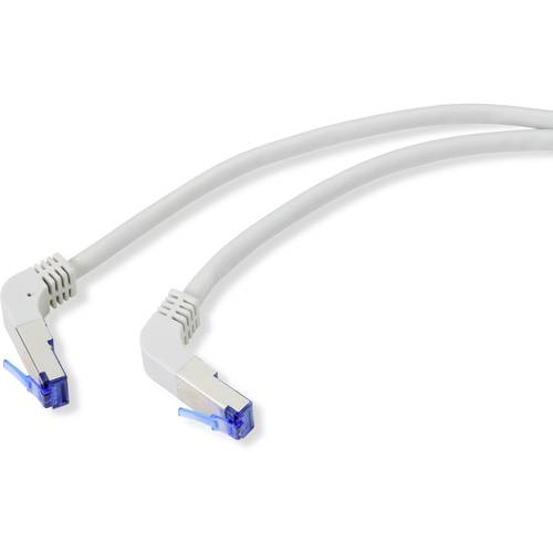 Renkforce RF-4892468 RJ45 Netzwerkkabel, Patchkabel CAT 6a S/FTP 0.15 m Grau 90° nach unten gewinkelt 1 St.
