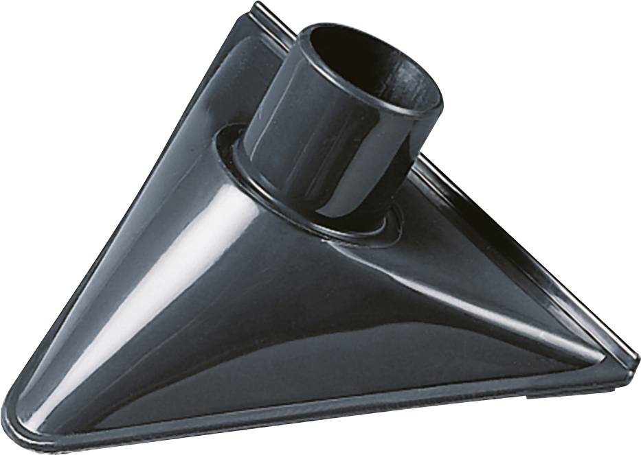 Schwarze Dreiecksbodendüse mit runder Öffnung, passend für Staubsauger, meist zur Reinigung von Ecken und schwer erreichbaren Stellen.
