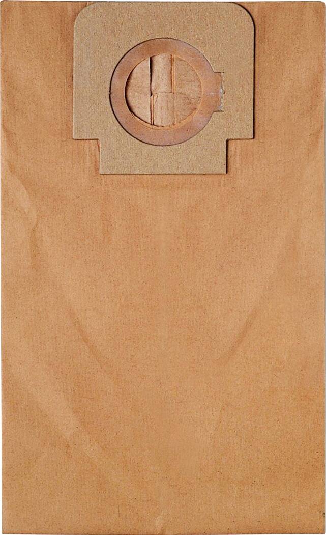 Staubsaugerbeutel aus braunem Papier mit runder Öffnung oben zur Befestigung im Staubsauger.