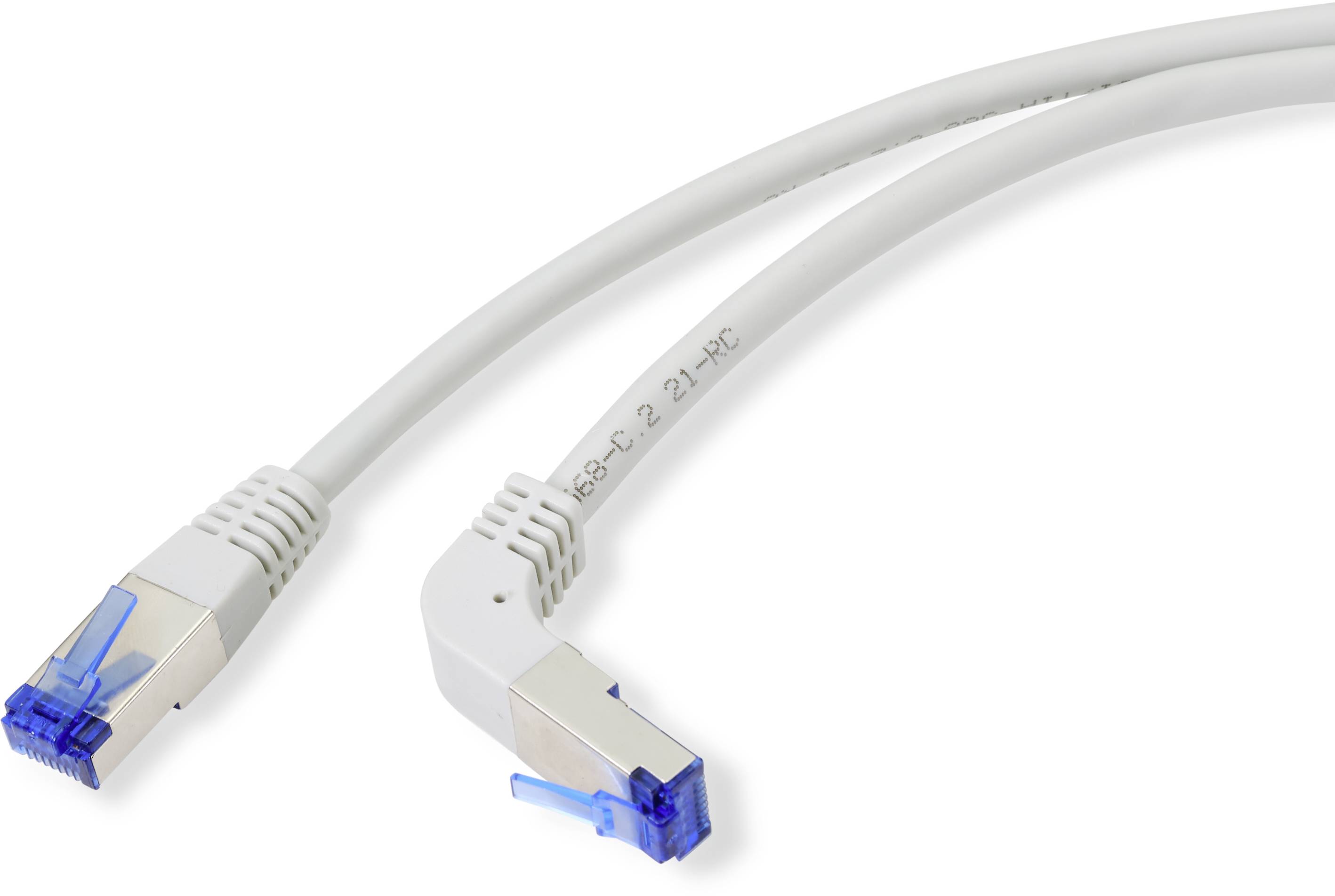 CONRAD Renkforce RJ45 RJ45 Anschlusskabel CAT 6a S/FTP 0.15 m Grau 90° nach unten gewinkelt