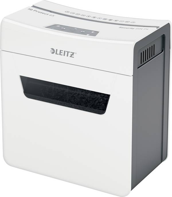 Leitz IQ 6X Protect Premium P4 Aktenvernichter 6 Blatt Partikelschnitt 4 x 40 mm P-4 10 l Vernichtet auch Heftklammern, Büroklammern