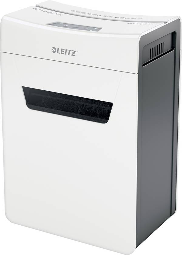 Leitz IQ 10X Protect Premium P4 Aktenvernichter 10 Blatt Partikelschnitt 4 x 40 mm P-4 18 l Vernichtet auch Heftklammern, Büroklammern