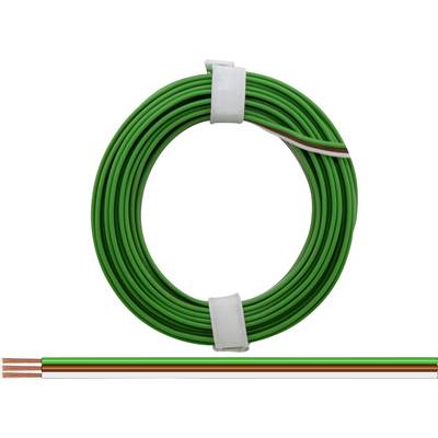 Eine grüne Kabelrolle aus Kupfer, umwickelt mit weißem Band, vor einem weißen Hintergrund. Kabel ist unisoliert sichtbar.