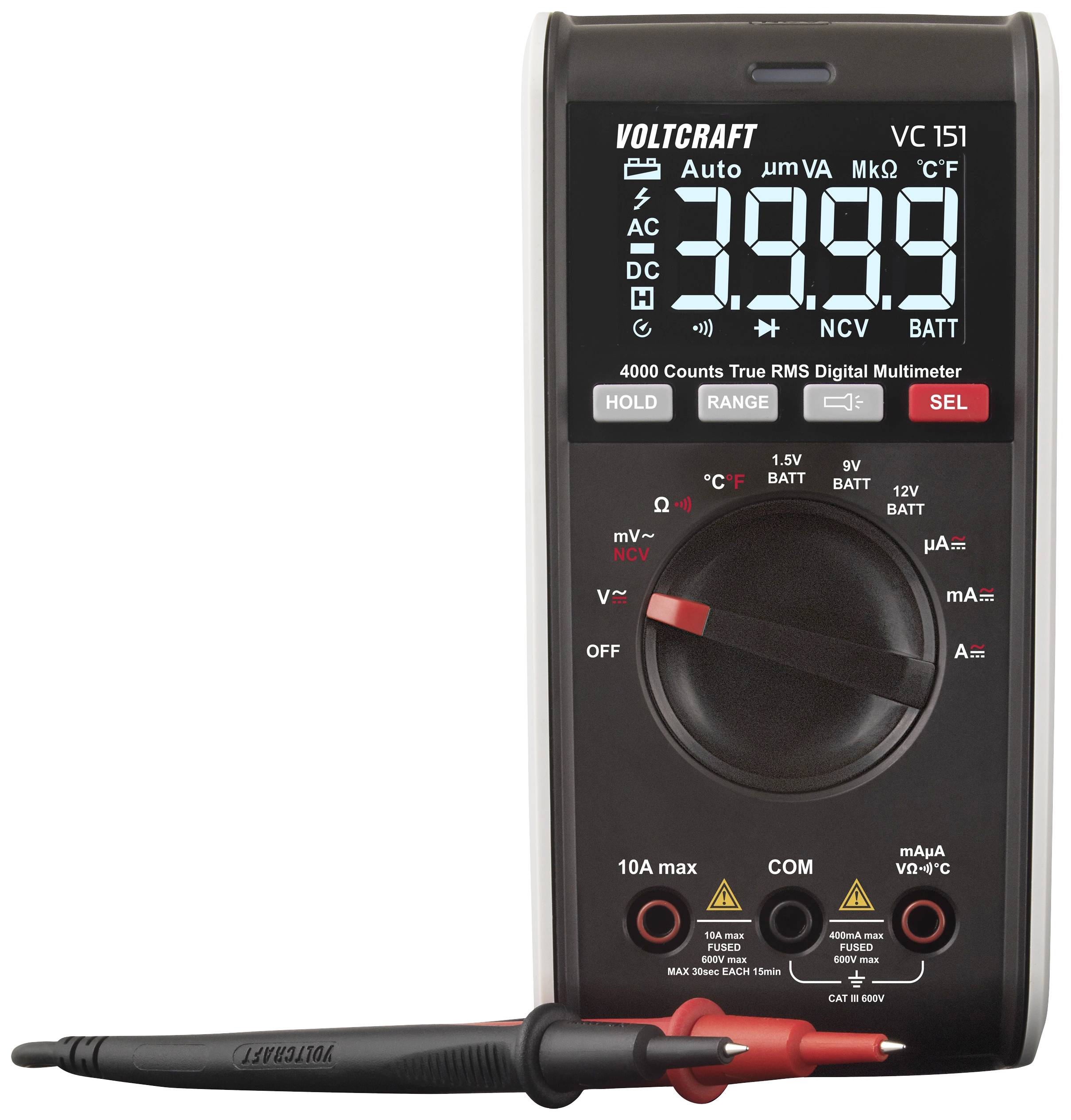 CONRAD VOLTCRAFT VC151 Hand-Multimeter kalibriert (ISO) digital CAT III 600 V Anzeige (Counts): 4000