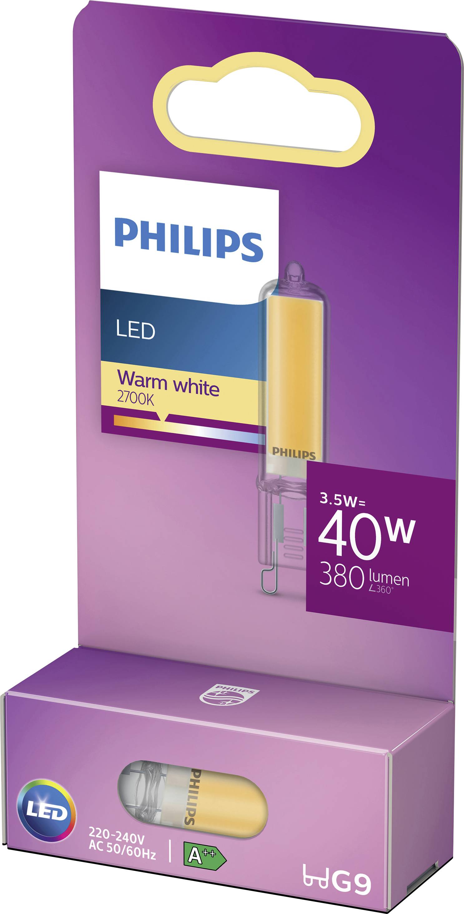 PHILIPS Lighting 871951430375100 LED EEK E (A - G) G9 Spezialform 3.5 W = 40 W Warmweiß (Ø x L)