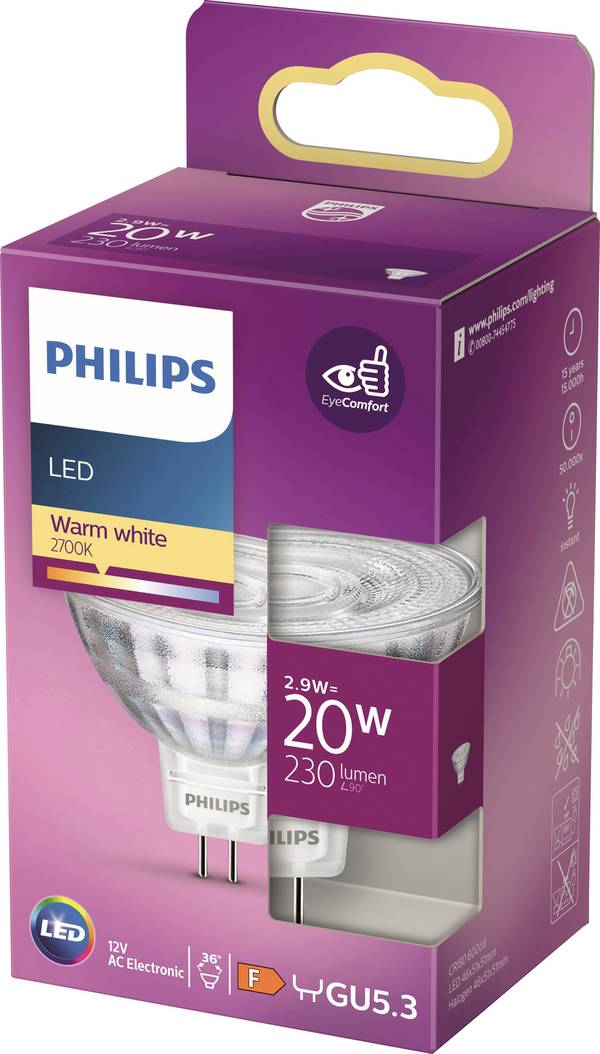 Philips LED 871951430760500 LED EEK F (A - G) GU5.3 Reflektor 2.9 W = 20 W Warmweiß (Ø x L) 51 mm x 46 mm  1 St.