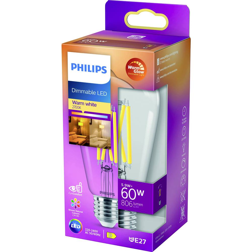Philips Lighting 871951432391900 LED-lamp Energielabel D (A G) E27 Speciale vorm 6 W = 60 W Warmwit 