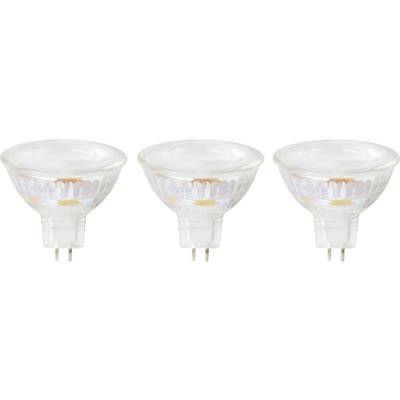 Drei LED-Lampen in einer Reihe, jeweils in halbkugelförmigem Glasgehäuse. Sie sind geeignet für Spot- oder Akzentbeleuchtung.