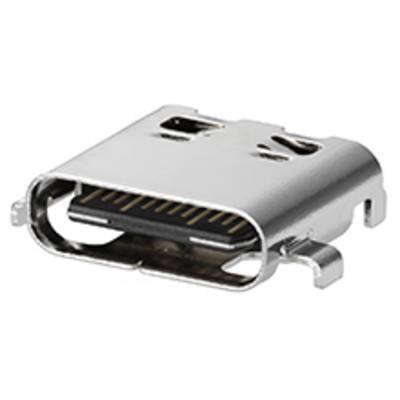 Metallischer USB-C-Stecker mit sichtbaren Anschlüssen und Halterungen, häufig verwendet für elektronische Geräteverbindungen.