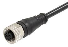 MOLEX 1200652252 Micro-Change (M12) Single-Ended Cordset with Knurled Hexnut, 4 Poles, Female (
