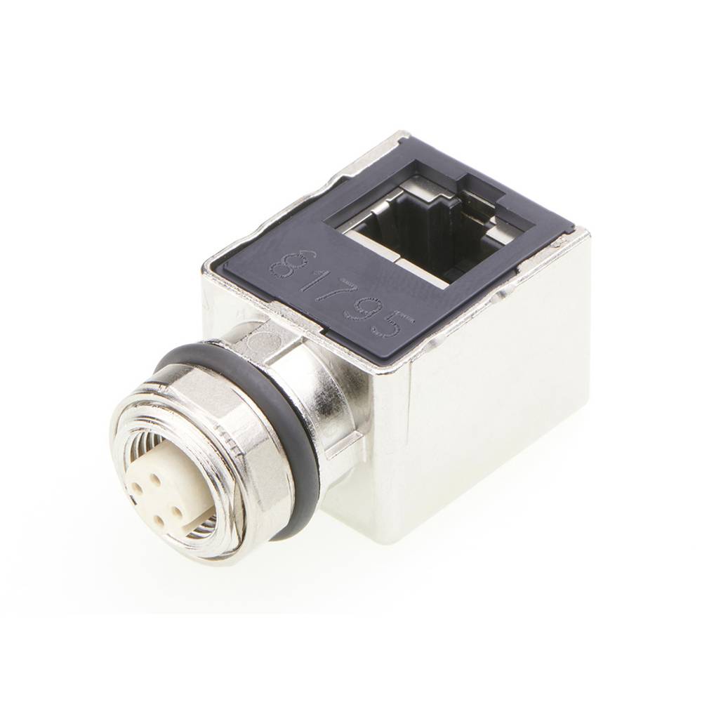 Molex 1300540010 Micro-Change (M12) 4 Pole, 90° D-Coded Adapter Female to Female RJ45, M16 x 1.5 Bac
