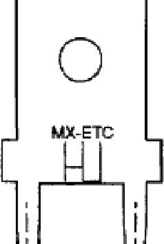 Ein elektrisches Bauteil mit der Beschriftung 'MX-ETC'. Das Bauteil hat einen runden Anschluss oben und zwei breite Pins unten.