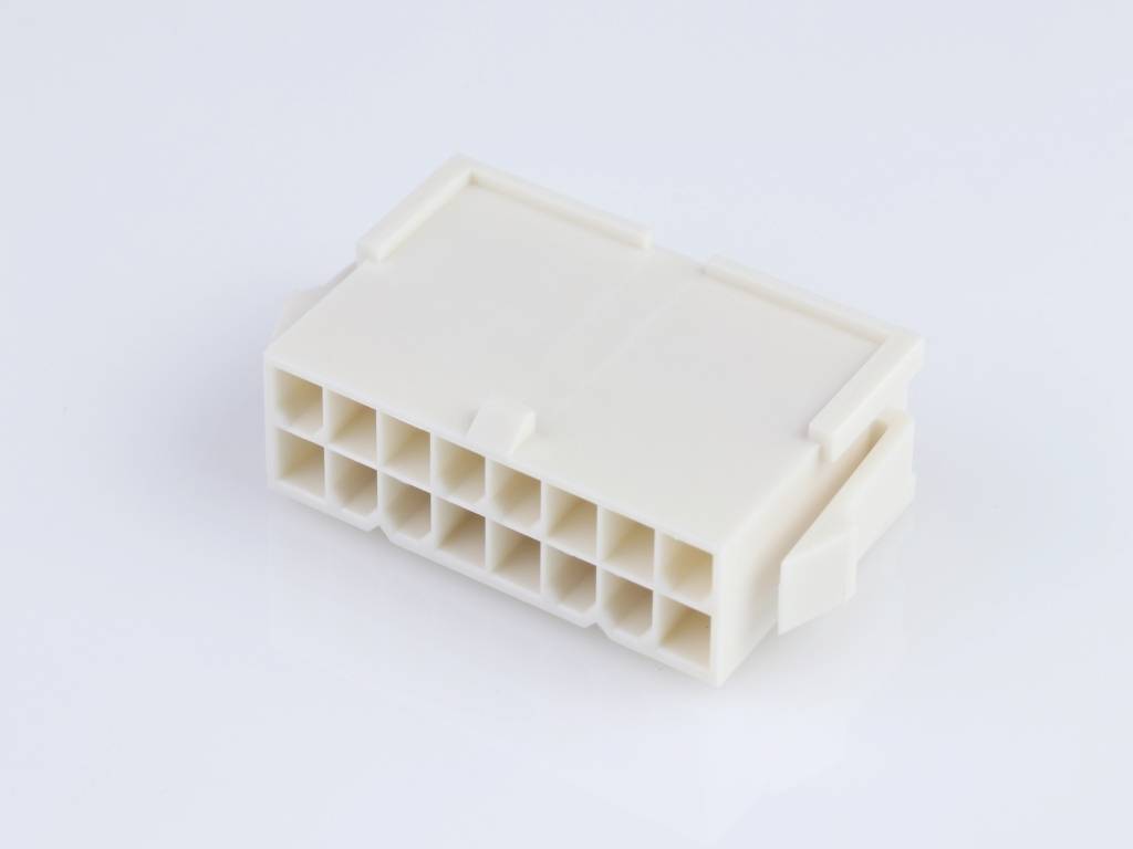 MOLEX 39012166 Mini-Fit Jr. Plug Housing, Dual Row, 16 Circuits, UL 94V-0, with Panel Mounting