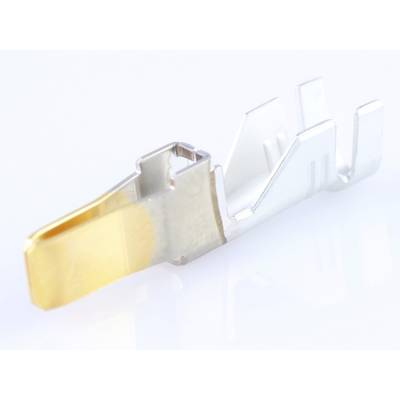 Ein einzelner Metallkontakt mit goldfarbener Spitze, vermutlich für elektrische Verbindungen. Liegt auf einer hellen Oberfläche.