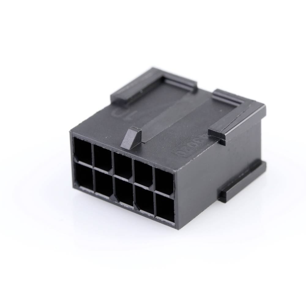 Molex 430201001 Micro-Fit 3.0 Plug Housing, Dual Row, 10 Circuits, UL 94V-0, Low-Halogen, Black