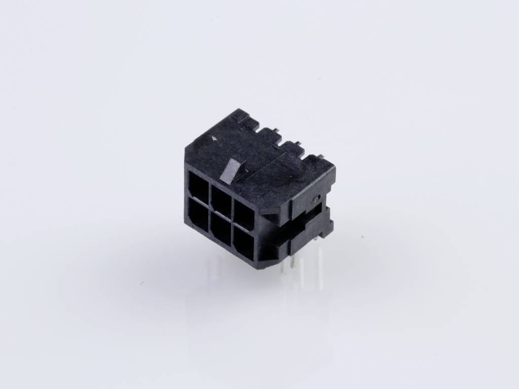 MOLEX 430450621 Micro-Fit 3.0 Right-Angle Header, 3.00mm Pitch, Dual Row, 6 Circuits, with PCB