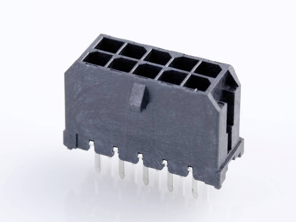 MOLEX 430451028 Micro-Fit 3.0 Vertical Header, 3.00mm Pitch, Dual Row, 10 Circuits, with PCB Po