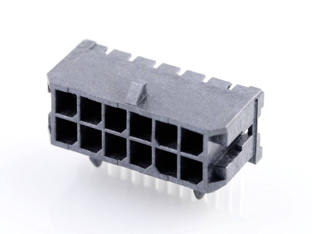 MOLEX 430451200 Micro-Fit 3.0 Right-Angle Header, 3.00mm Pitch, Dual Row, 12 Circuits, with Sna