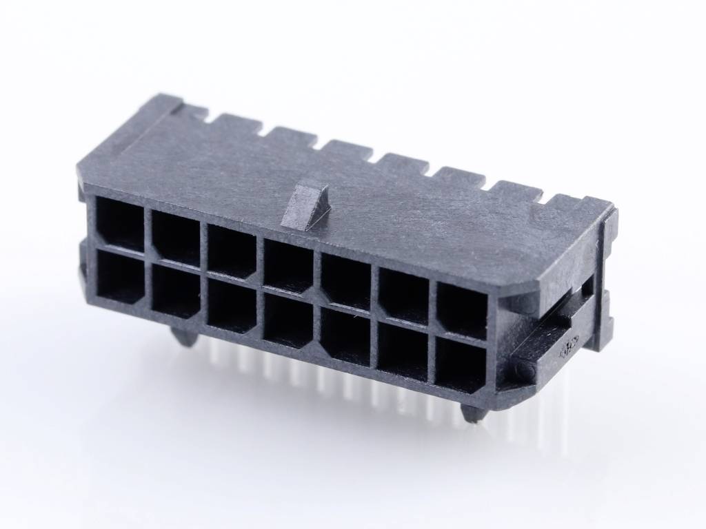 MOLEX 430451400 Micro-Fit 3.0 Right-Angle Header, 3.00mm Pitch, Dual Row, 14 Circuits, with Sna