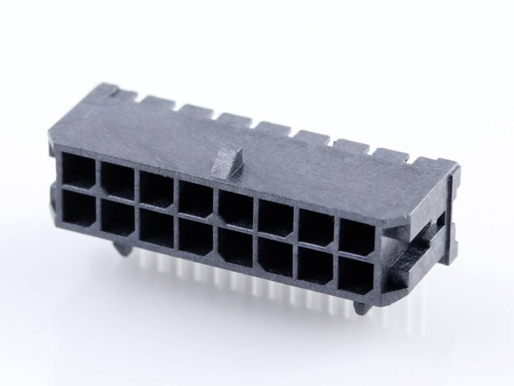 MOLEX 430451600 Micro-Fit 3.0 Right-Angle Header, 3.00mm Pitch, Dual Row, 16 Circuits, with Sna