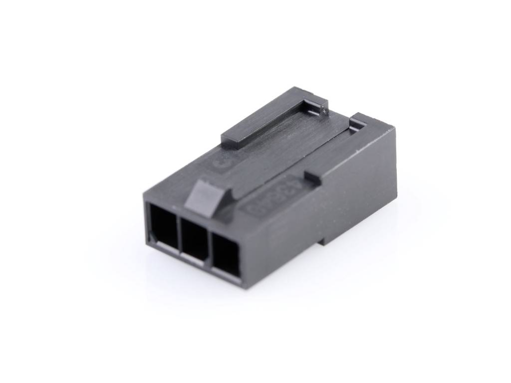 MOLEX 436400301 Micro-Fit 3.0 Plug Housing, Single Row, 3 Circuits, UL 94V-0, Low-Halogen, Blac