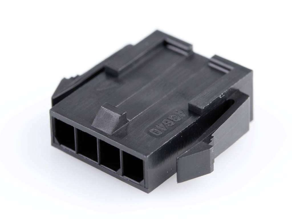 MOLEX 436400400 Micro-Fit 3.0 Plug Housing, Single Row, 4 Circuits, UL 94V-0, Panel Mount Ears,