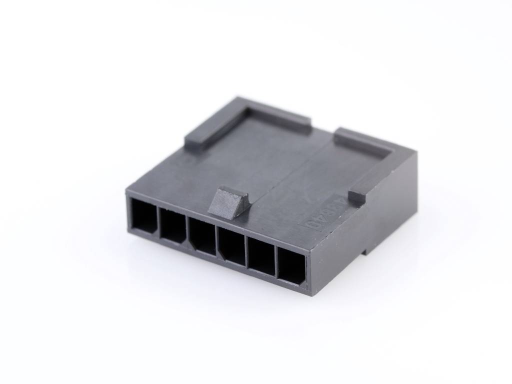 MOLEX 436400601 Micro-Fit 3.0 Plug Housing, Single Row, 6 Circuits, UL 94V-0, Low-Halogen, Blac