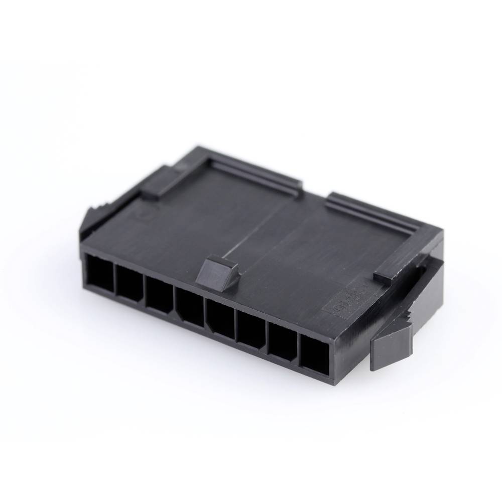 Molex 436400800 Micro-Fit 3.0 Plug Housing, Single Row, 8 Circuits, UL 94V-0, Panel Mount Ears, Low-