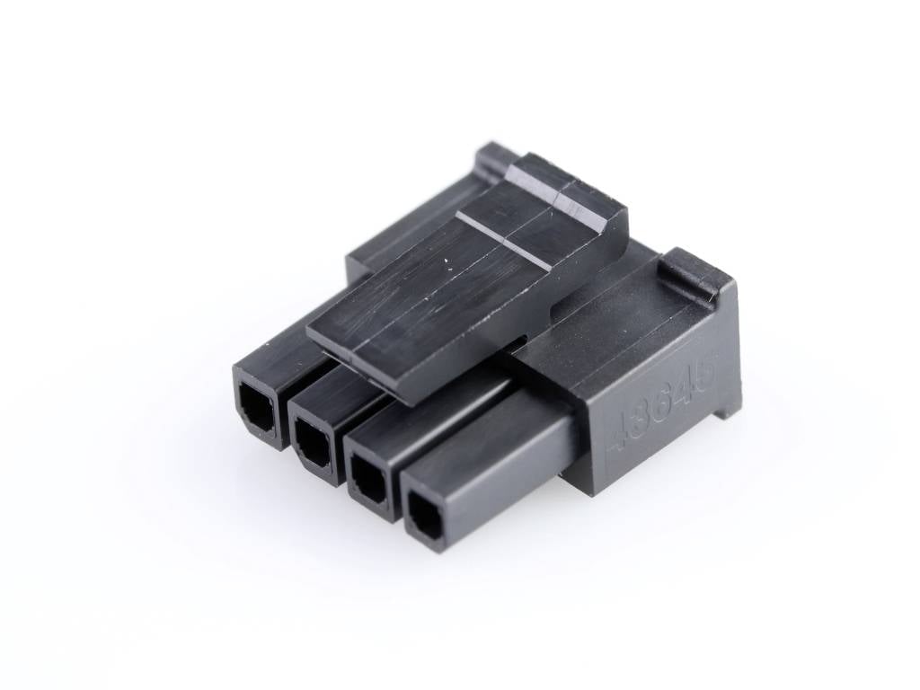 MOLEX 436450400 Micro-Fit 3.0 Receptacle Housing, Single Row, 4 Circuits, UL 94V-0, Black