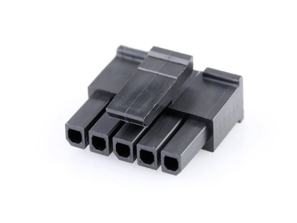 MOLEX 436450500 Micro-Fit 3.0 Receptacle Housing, Single Row, 5 Circuits, UL 94V-0, Black