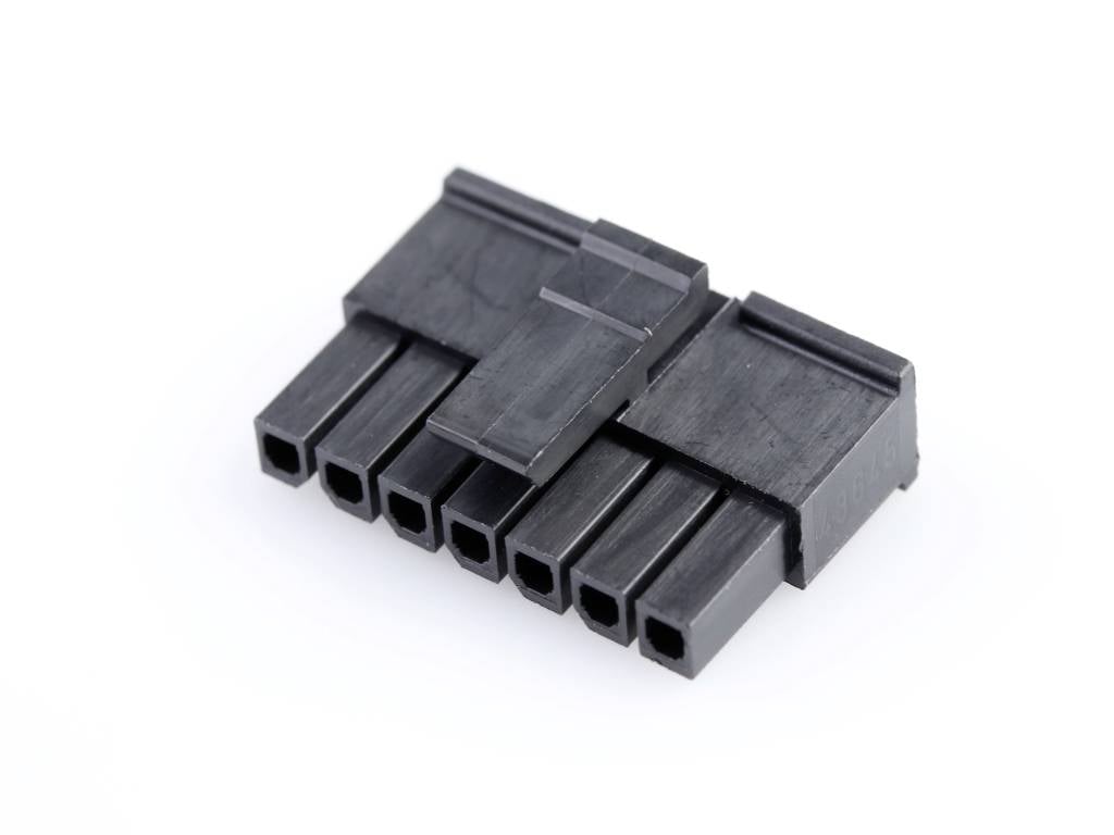 MOLEX 436450700 Micro-Fit 3.0 Receptacle Housing, Single Row, 7 Circuits, UL 94V-0, Black