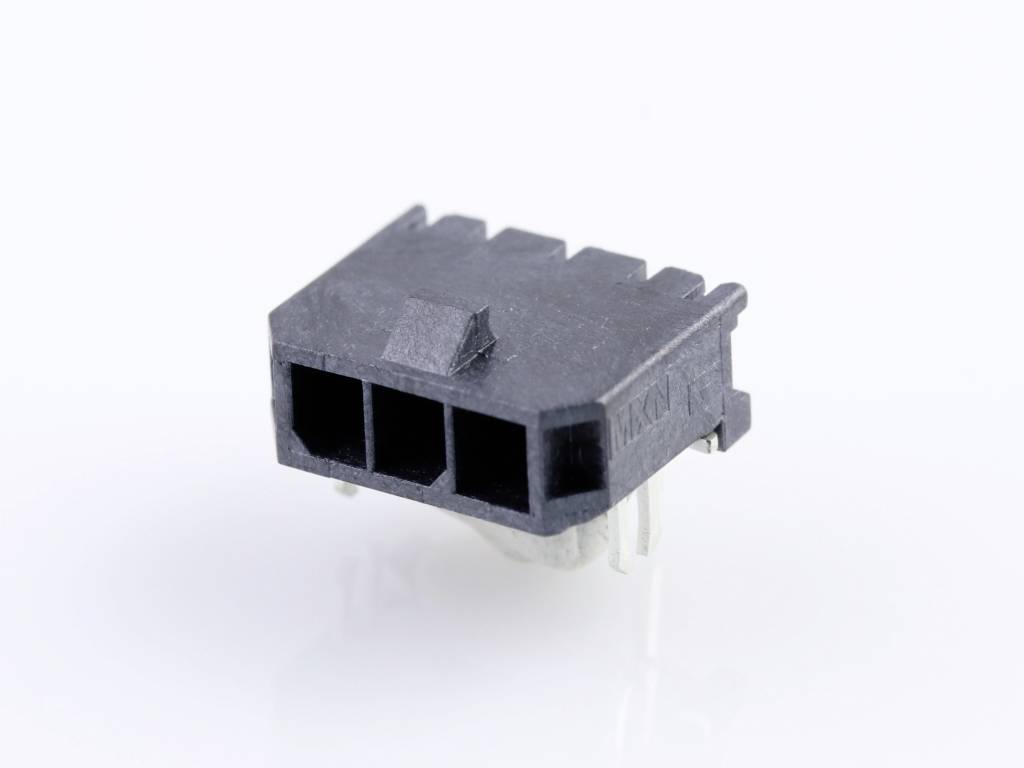 MOLEX 436500304 Micro-Fit 3.0 Right-Angle Header, 3.00mm Pitch, Single Row, 3 Circuits, with PC