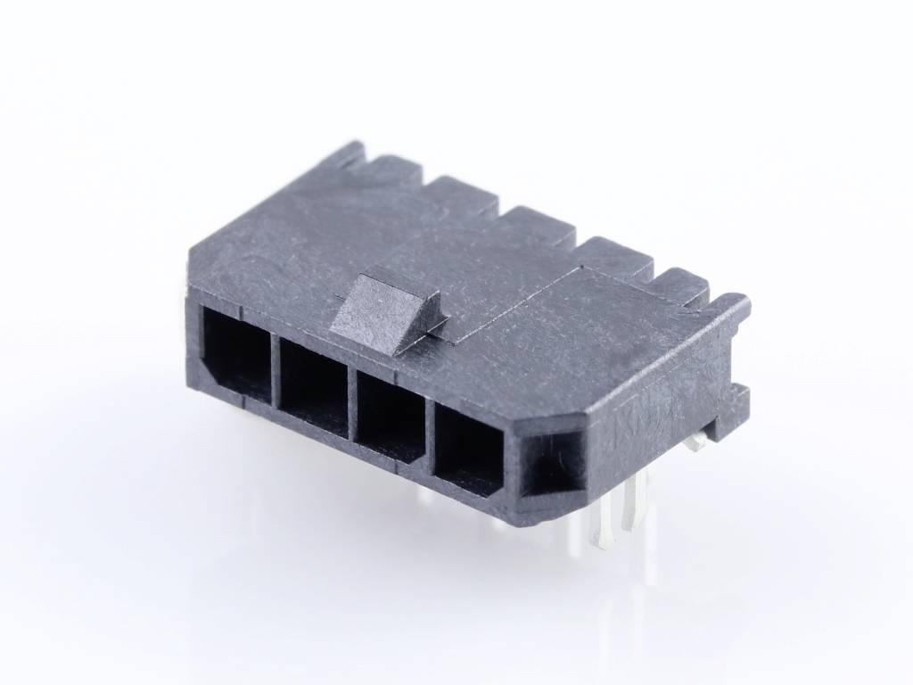 MOLEX 436500403 Micro-Fit 3.0 Right-Angle Header, 3.00mm Pitch, Single Row, 4 Circuits, with PC