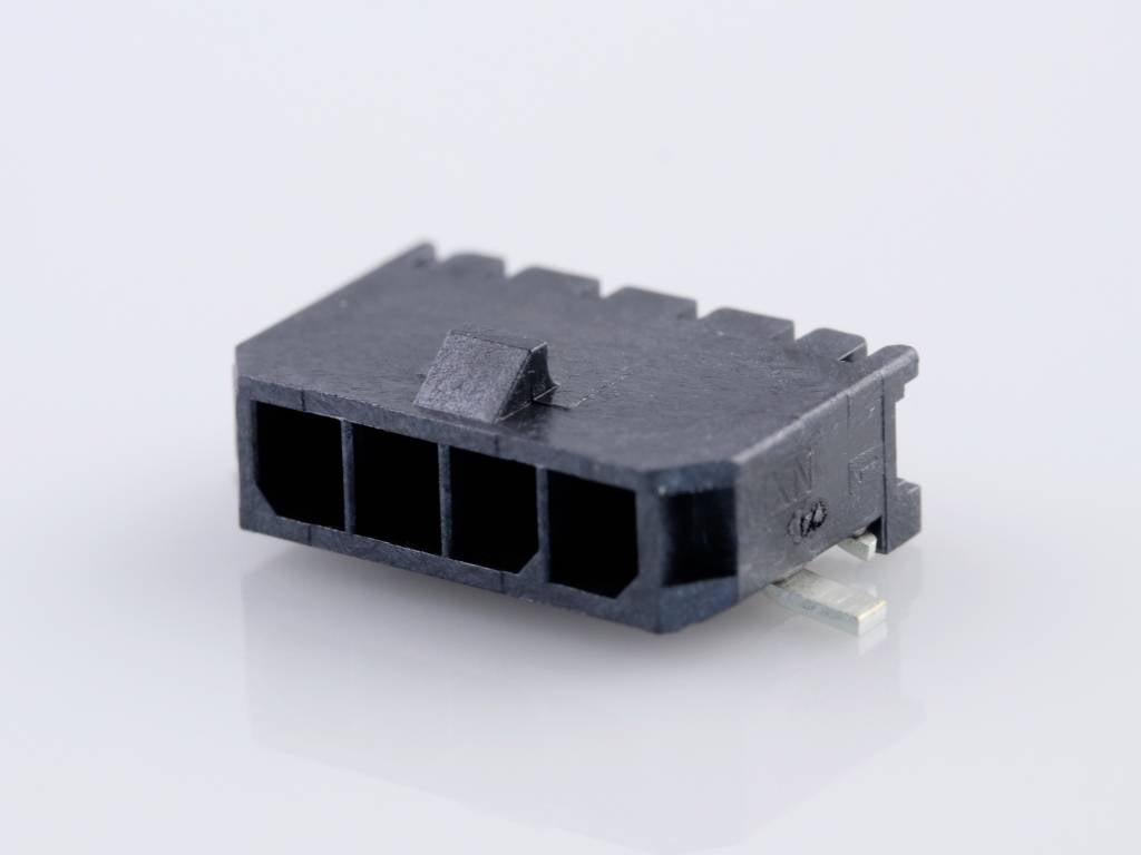 MOLEX 436500412 2240 pcs Micro-Fit 3.0 Right-Angle Header, 3.00mm Pitch, Single Row, 4 Circuits